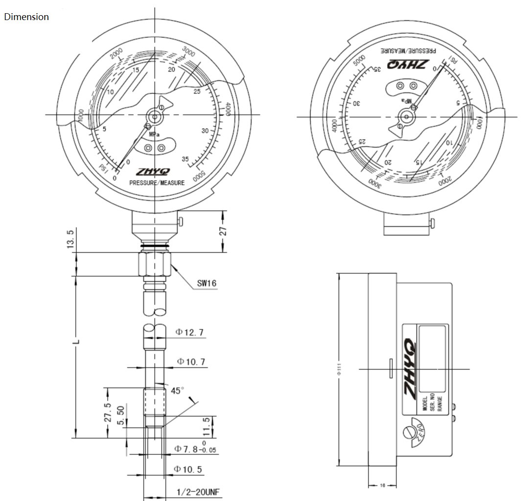 DPT124-211 Melt Temperature Pressure Gauge