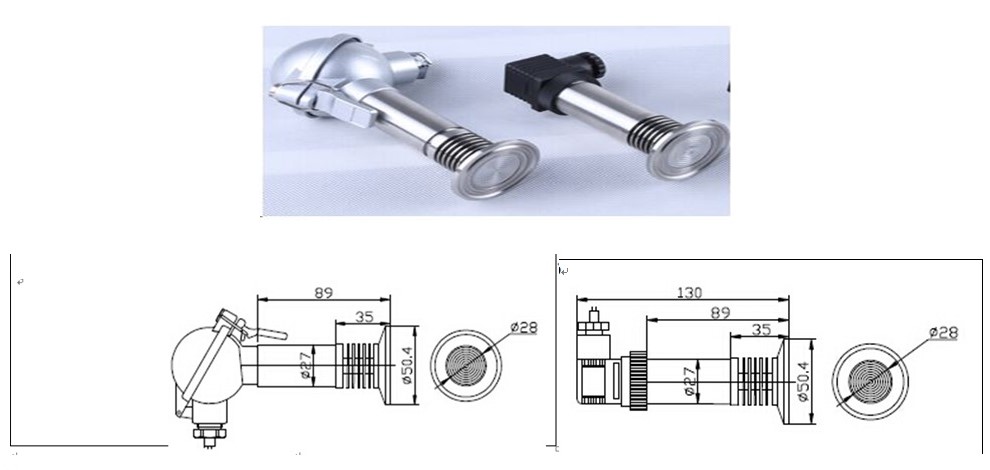 DPT242 Flat Diaphragm Pressure Sensor - Clamps Flange Install